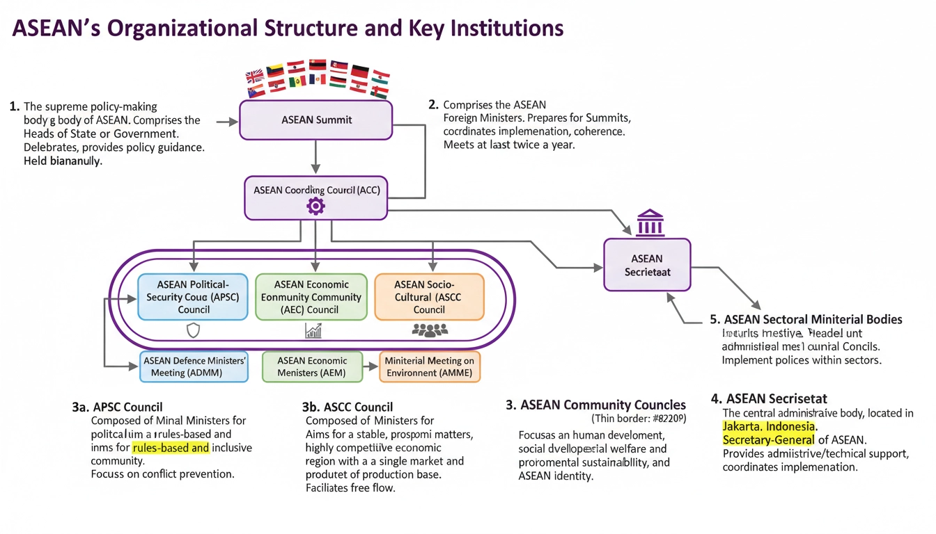 ASEAN's Organizational Structure and Key Institutions | BMR Education